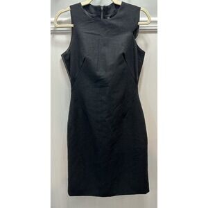 W118 by Walter Baker Margret Sleeveless Black Wool Dress Faux Lesther XS NEW